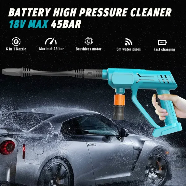 Kabelloser Akku-Hochdruckreiniger für Makita 18 V – inkl. 2 x 3000 mAh Akkus und Ladegerät, ideal für Garten, Teppichreinigung und Bewässerung - Image 5